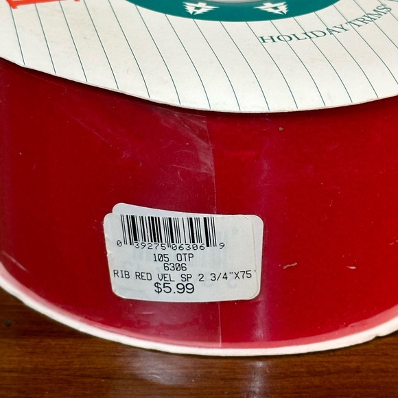 🎄🌟HP🌟VTG NIP Christmas Holiday Wide Red Velvet Ribbon 2.75" Wide x 75 Yards - Picture 7 of 7